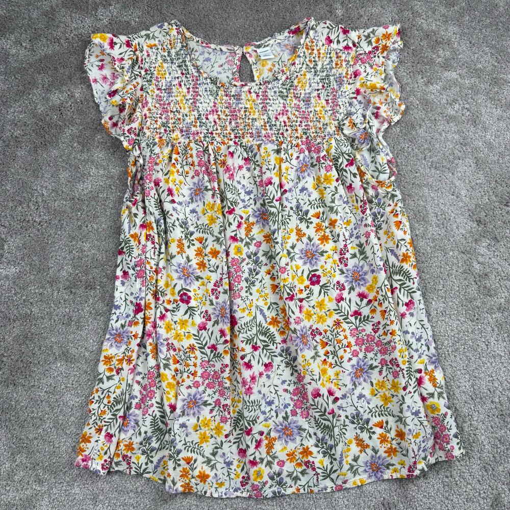 Old Navy Floral Smocked Flutter Sleeve Boho Blouse Top Size L Fairy Spring